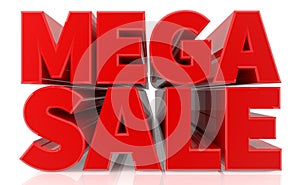 3D MEGA SALE word on white background 3d rendering