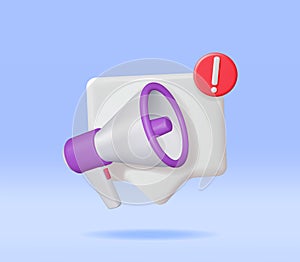 3D Megaphone with Blank Bubble Chat