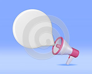 3D Megaphone with Blank Bubble Chat