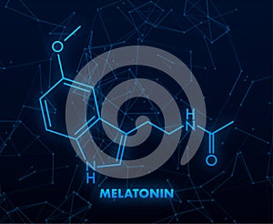 3D melatonin formula. Neon icon. Isolated vector illustration