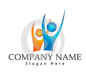 3D men group logo, team work, human, family, teamwork icon. Community, people sign in modern style on white background