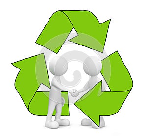 3D Men Handshake with Recycle Symbol