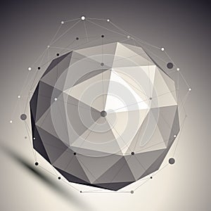 3D mesh shadow style abstract background, origami futuristic template with globe and asymmetric lines mesh.