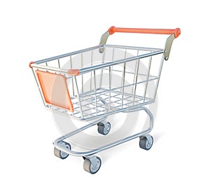 3d Metal Shopping Cart Plasticine Cartoon Style Vector