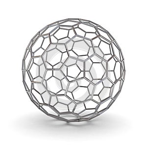 3d metal wireframe ball over white background with shadow