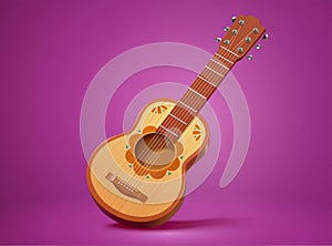 3d Mexican guitar with pattern