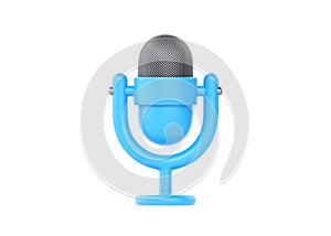 3d mic icon for podcast, music microphone render using on radio or live interview. Cute speaker for broadcast