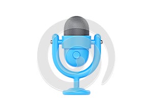 3d mic icon for podcast, music microphone render using on radio or live interview. Cute speaker for vocal and broadcast