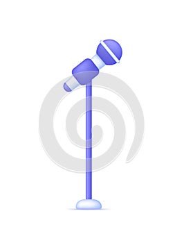 3D microphone isolated on white background. Karaoke. Singing or podcast. Can be used for many purposes