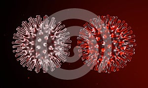 3D Microscopic Covid-19. Virus mutation