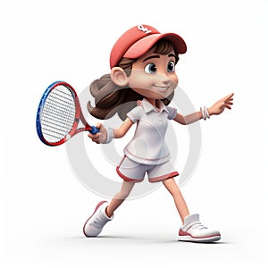 3d Mila Tennis Player Isolated On White Background