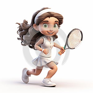 3d Mila Tennis Player Isolated On White Background