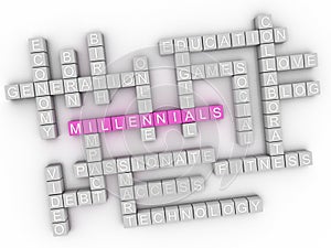 3d Millennials Concept word cloud