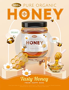 3D miniature honey ad template