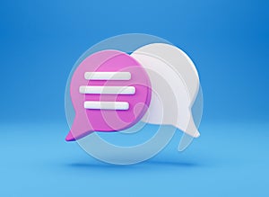 3d Minimal chat conversation concept. Group Speech bubble chat icon isolated on blue background. Message creative social media