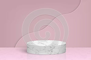 3d minimal scene with marble stone podium, Cosmetic product pres