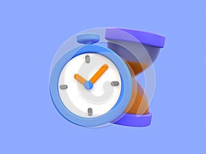 3d minimal time management concept. urgent work. fast service. stopwatch with an hourglass.