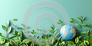 3D minimalistic background for Earth Day concept. Environment, ecology, planet, protect,
