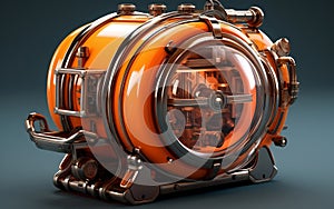 A 3D minimalistic representation of a steam-powered gas compressor, Generative Ai