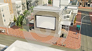 3D Mock up outdoor advertising billboard on wall of building