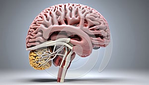 A 3D model of a brain with blood vessels