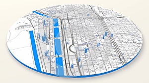 3d model Buenos Aires map background loop. Spinning around Argentina city air footage. Seamless panorama rotating over downtown