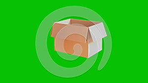 3d model of a cardboard box rotating 360 degrees on a green screen