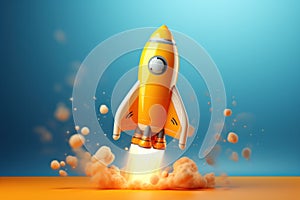 3d model of cartoon rocket launching