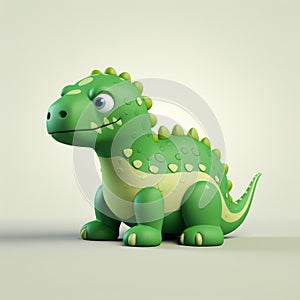 3d Model Of A Cute Green Dinosaur Toy For Children\'s Playtime