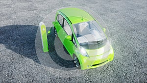 3d model of electric new cars in stock. Car dealership Cars For Sale. Ecology concept. 3d rendering.