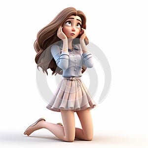 3d Model Of Embarrassed Sofia: A Charming Character Illustration