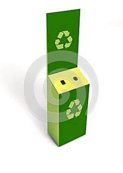 3D model of empty green recycle bin Battery recycling