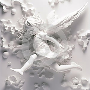 3d model enfant angel , white color, tranquility