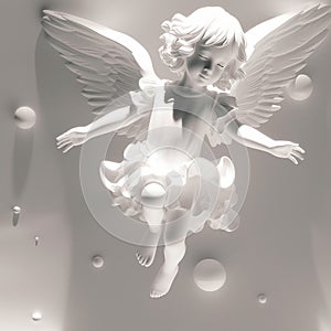 3d model enfant angel , white color, tranquility