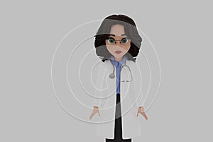 3d model of a female doctor on a white background.