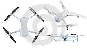 3D model isolated flying drone.