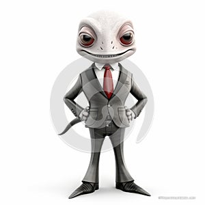 3d Model Of A Lizard In A Mark Ryden Style Suit