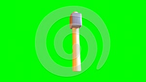 3d model of a low-poly sledgehammer on a green screen rotating 360 degrees
