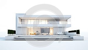 A 3D model of a modern white house, suggesting the potential for technology to create new and innovative ways of living.