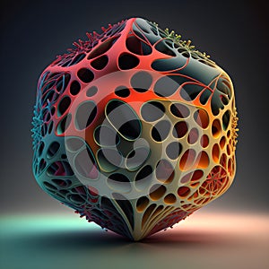 3D model of neural network in trendy colors than can be used for demonstration of science innovation, medical research, technology