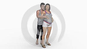 3d model, pregnant girl transparent background