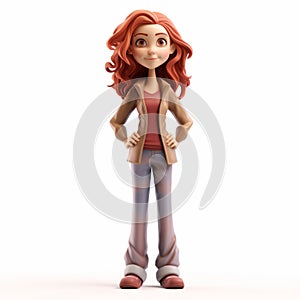 3d Model Preview: Red Haired Girl In Tiago Hoisel Style