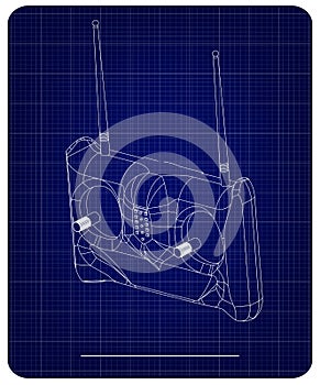 3d model of radio remote control on a blue