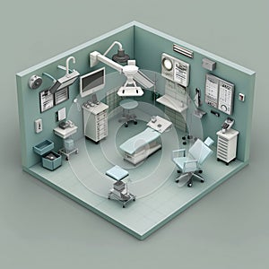 3D Model render isometric of Surgery room