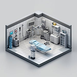 3D Model render isometric of Surgery room