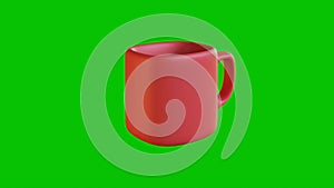 3d model of a rotating red mug on a green screen