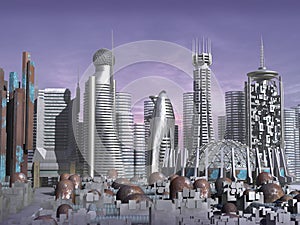 3d Model of Sci-fi city