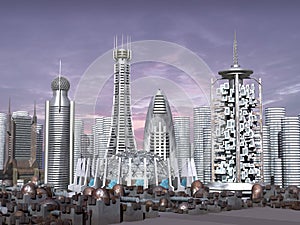 3d Model of Sci-fi city