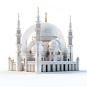 3D model of a small palace with Middle eastern architecture isolated on a white background.