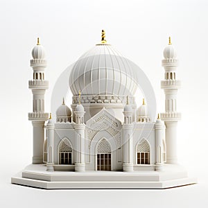 3D model of a small palace with Middle eastern architecture isolated on a white background.